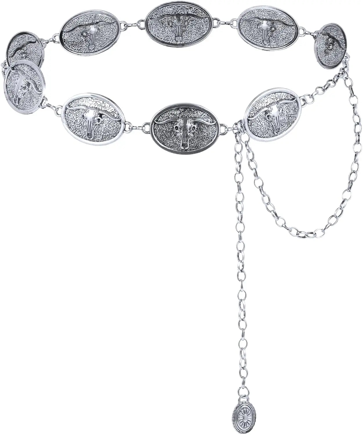 Metal Chain Belt for Women Cowgirl Western Country Chain Belts Adjustable Concho Belt for Sweaters Dresses Jeans