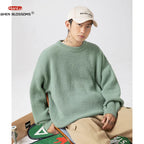 2023 Autumn Winter New Sweater Women's Men's  Green Knitted pullover Basic Solid Color Loose Black White Sweater Coats Warm Tops