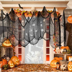 76x183cm Halloween Decorations Black Creepy Gauze Cloth Window Table Door Net Spooky Fancy Dress Party Haunted House Wall Decor