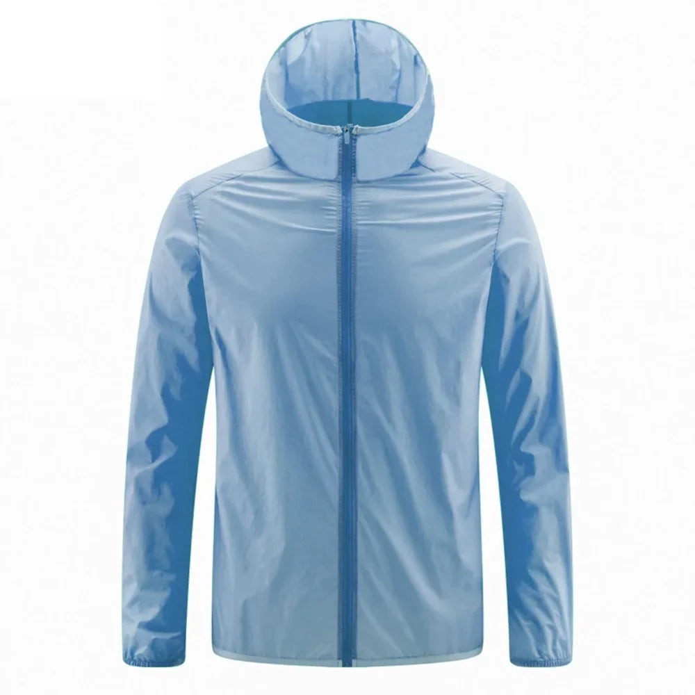 Summer Men's Sun Protection Clothing Lightweight Breathable Ice Silk Hooded Quick Dry Jacket Outdoor Anti-ultraviolet Skin Coat