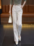 Women Suit Pants High Waist Summer Straight Office Ladies Korean Fashion Trousers Casual Button Loose Female Pant New