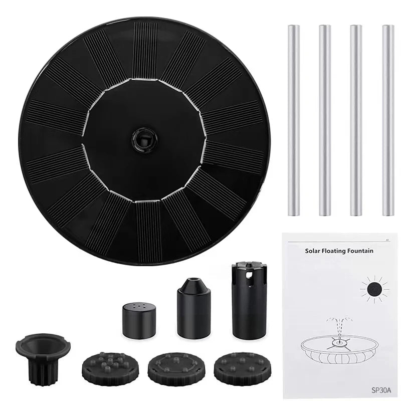 Solar Fountain Pump Floating Solar Panel Bird Baths Water Fountain with 4 Nozzles For Garden Outdoor Water Pool Pond Decor