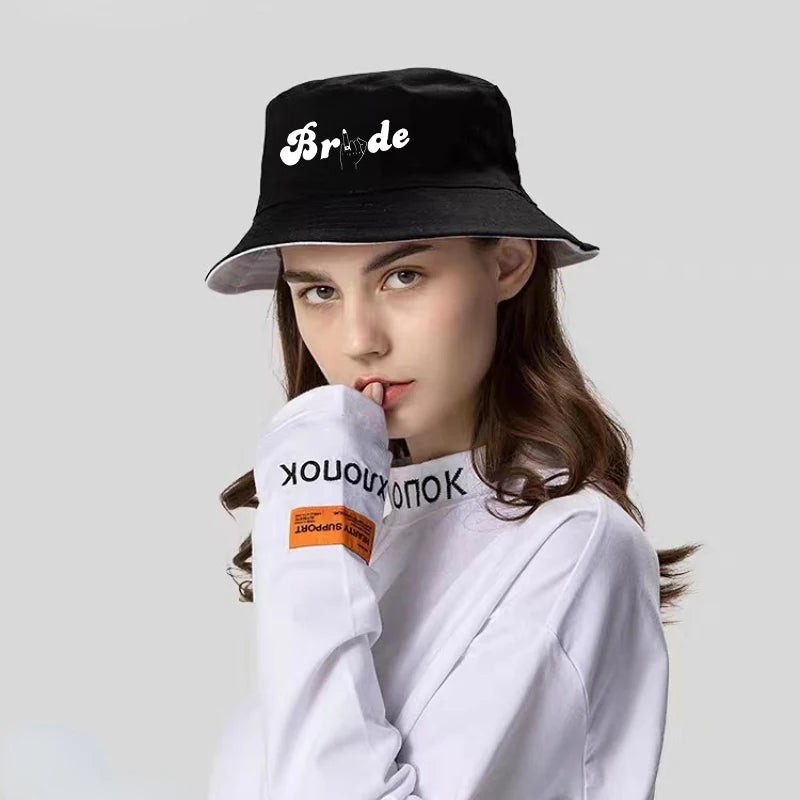 Bridal Bucket Hat Female Beach Pool Marriage Wedding Engagement Party Bridal Gift Travel Fashion New Fishing Cap Gift Wholesale