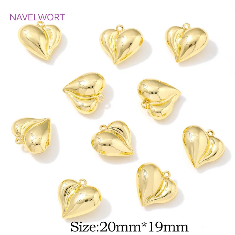 Pendants For Jewelry 18K Gold Plated Brass Heart Charms Pendants For Fashion Necklace Making Supplies DIY Jewelry Accessories