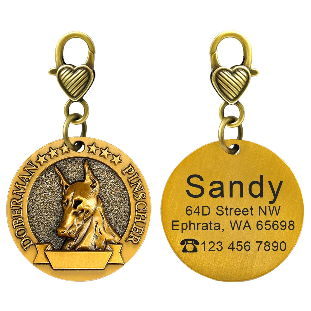 Custom Tags Personalized Dog ID Tag Custom Copper Coated Metal Engraved Large Dog Name Tags Pet Accessories for Labrador
