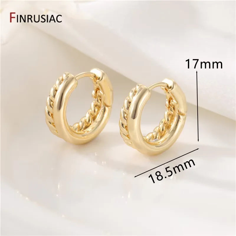 New Trendy Real Gold Plated Round Hoop Earrings For Women Girls Ladies Big Hoops Gold Circle Ring Earrings Party Gift
