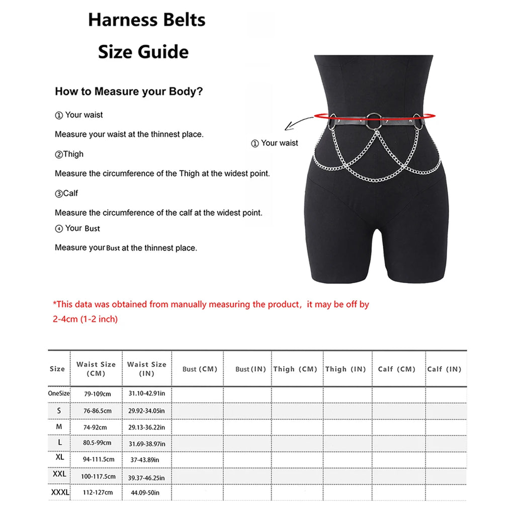Women Fashion Belly Belt Chain Street Style Belt With Chain Gothic harness chain bustier Harness Waist Belt Clothing Accessories
