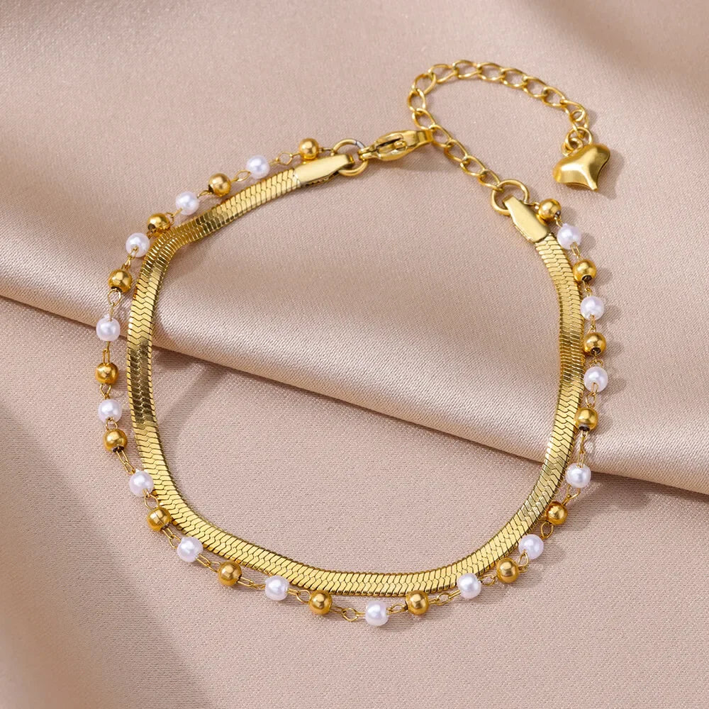 Anklets For Women Summer Beach Accessories Stainless Steel Geometric Chain Anklet Gold Color Leg Bracelets Bodychain Gifts