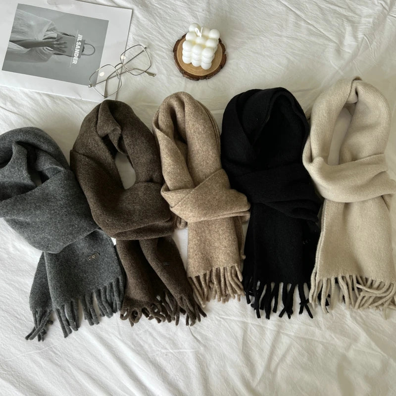 Women New Scarf Autumn Winter Pure Color Scarve Femme Knitted Fashion Shawl Unisex For Women