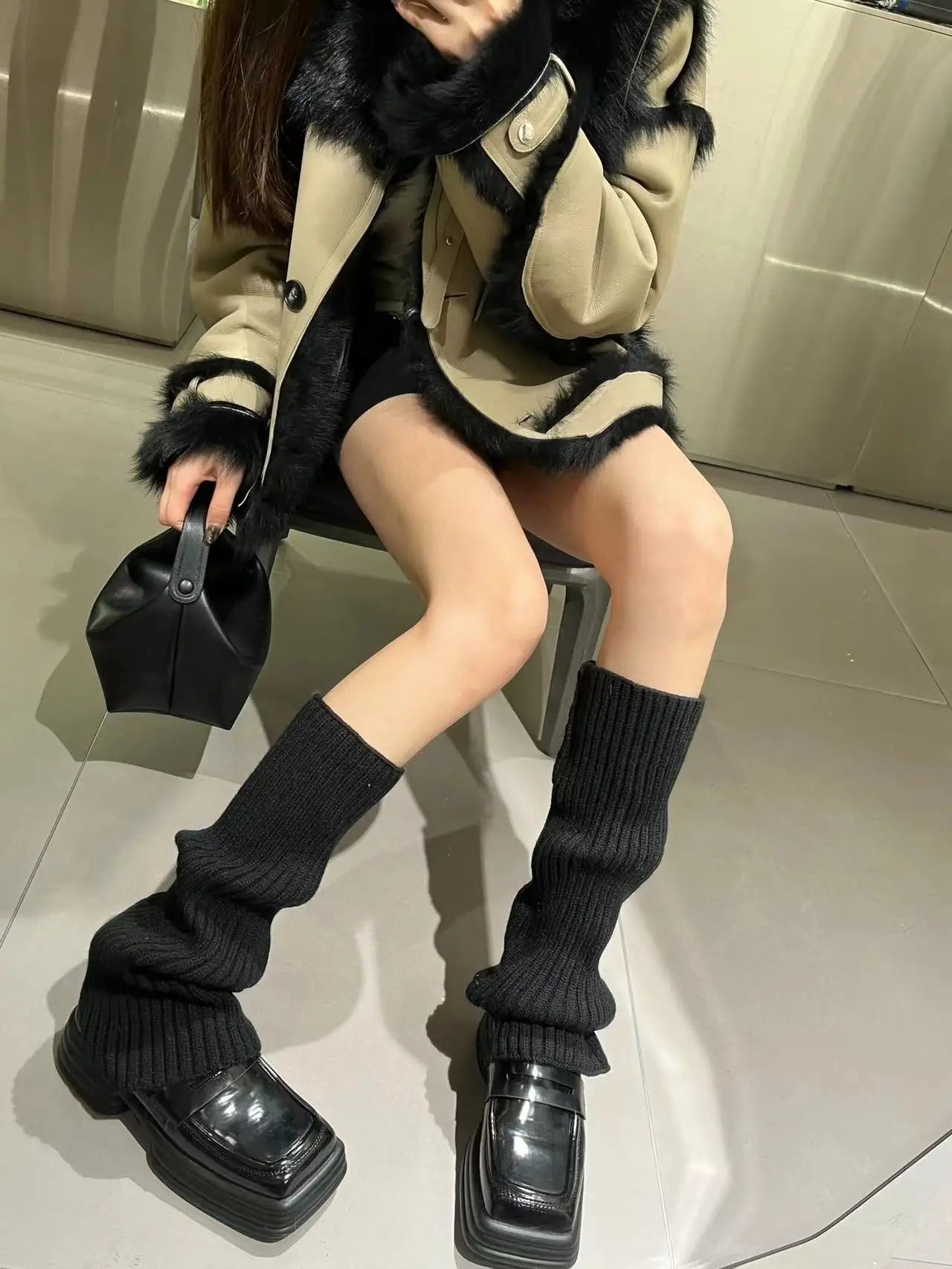 Leg Warmers Ankle Womens Winter Warm Stretch Knitted Slouch Thermal Ladies Thick Wool Cuffs Boot Socks Female Gaiter Y2k Lolita