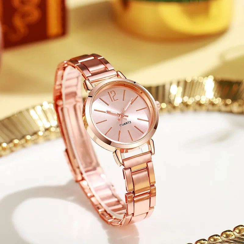 Luxury Watch for Women Simple Round Dial Stainless Fashion Gold Bracelet Quartz Wristwatch Students Ladies Watches Reloj Mujer