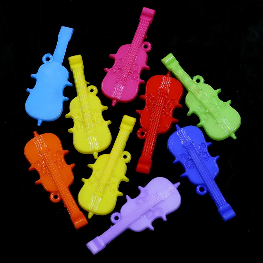 Pendants Guitar Musical Acrylic Mixed Colorful For Charms Necklace Jewelry DIY Making Finding 55x22mm
