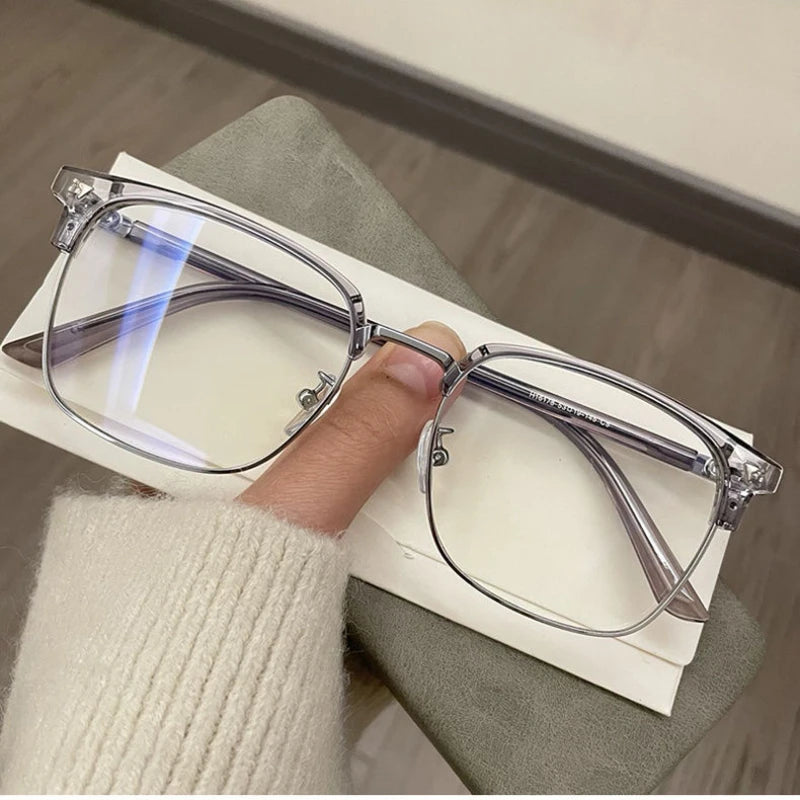 Blue Light Blocking Glasses for Men Women  Retro Half Frame Computer Optical Vintage Square Eyewear Anti-radiation Eyeglasses