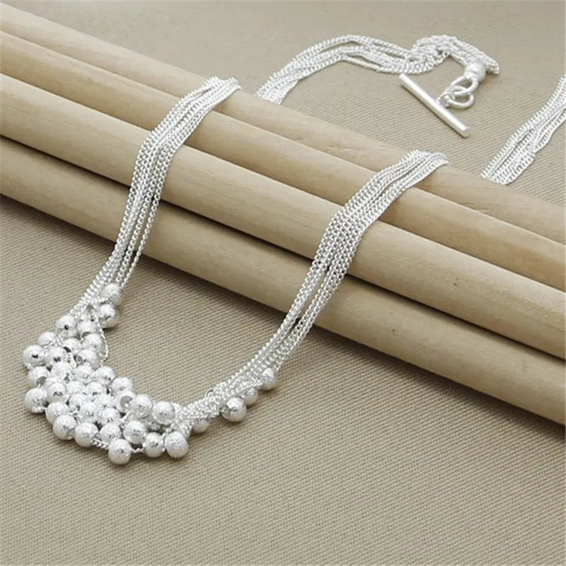 Pendant Necklace 925 Silver Necklace Silver Plated Trendy Jewelry Necklace Sand Balls Jewelry Wholesale Free Shipping N086