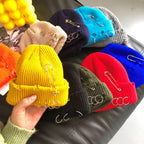 Hat for Women Autumn and Winter Ring Pin Street Hip-Hop Woolen Hats with Holes Edging Knit Cap Men's Trendy Cold-proof Beanies