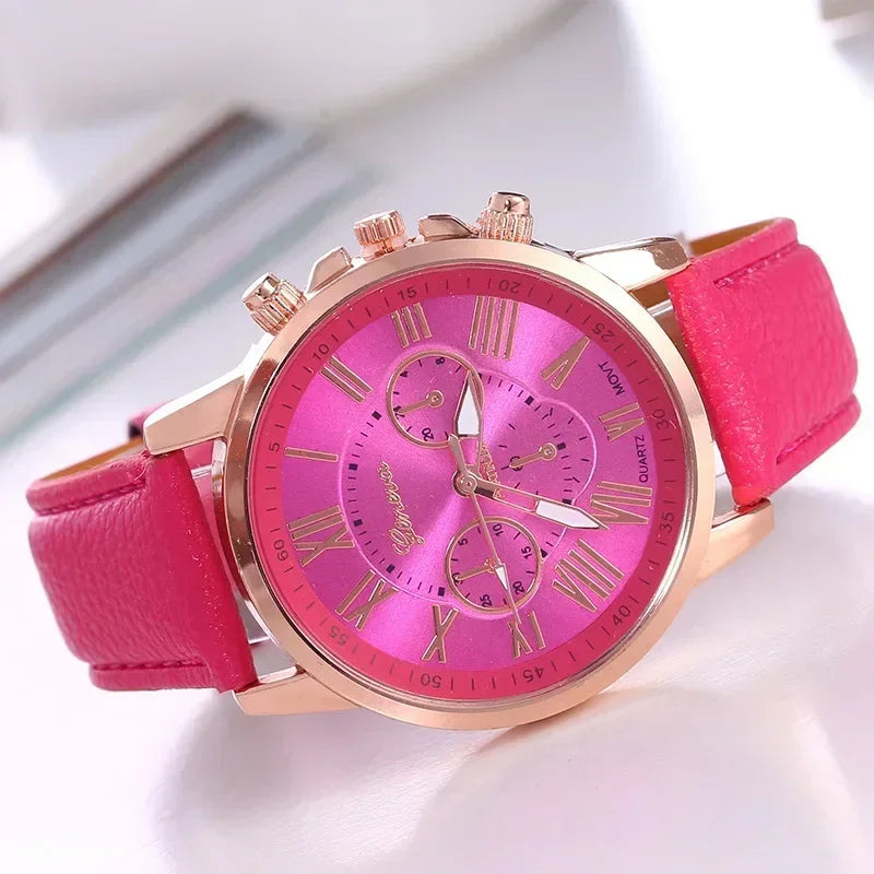 Luxury brand for women's leisure watches; top quality leather dress watches with simple design and water resistance.