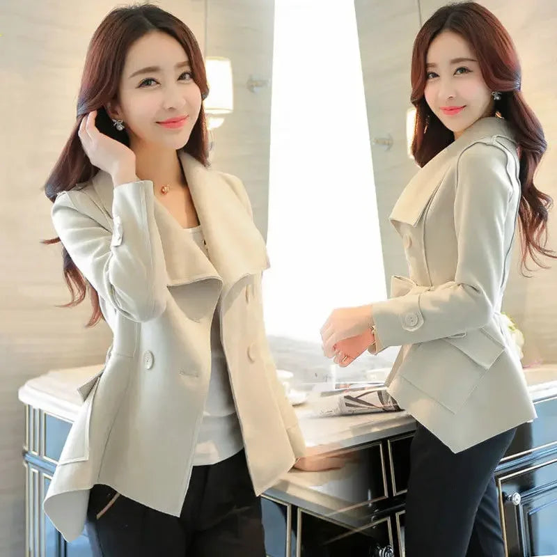 Coats Woman Spring Autumn Short Windbreaker Jacket for Women Casual Elegant Pretty High Quality Clothing Promotion Fashion 2025