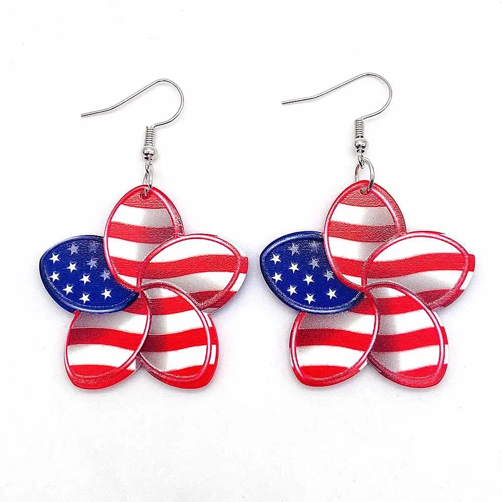 Patriotic Earrings 4th of July Earrings American Flag Sunflowe Acrylic Earrings for Women Independence Day Party Jewelry Gifts