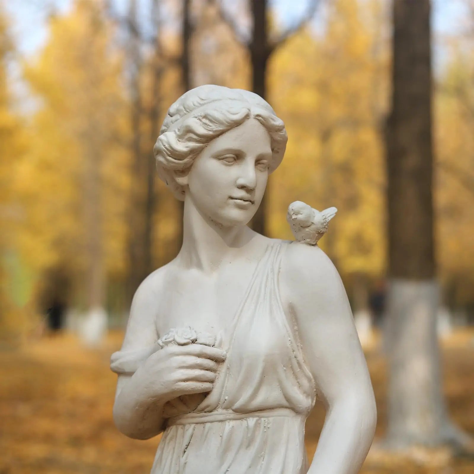 Outdoor Garden Statue, Nymph Sculpture Goddess of Greek Mythology Roman Style Outdoor Patio Yard Lawn Porch Decor, Ivory