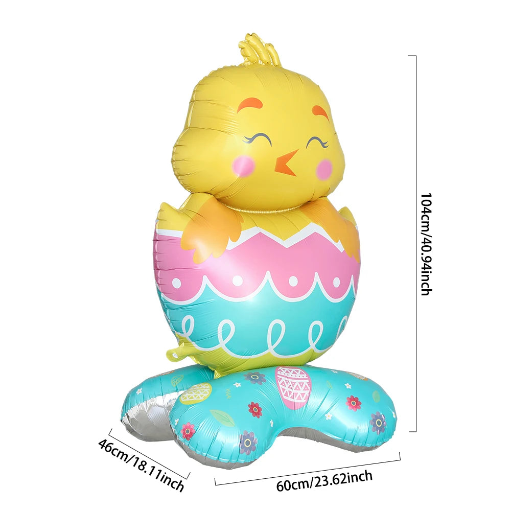 Easter Bunny Carrot Egg Foil Balloon Broken-shell Chicken Long eared Rabbit 4D Standing Balloon Happy Easter Party Deco Kid Gift