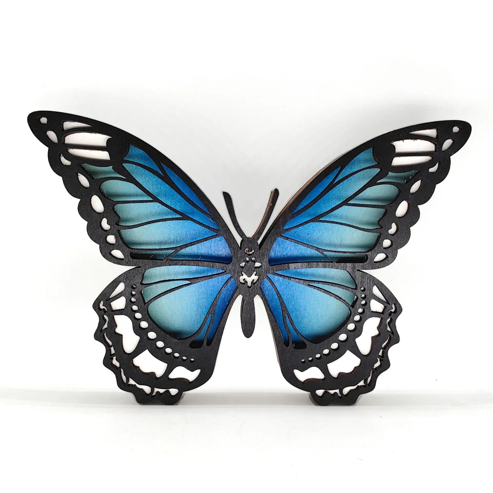 Easter Wooden Butterfly Carving - Gradient Glow Tabletop Decor, Handcrafted LED Light Animal Sculpture for Home Desk Decoration