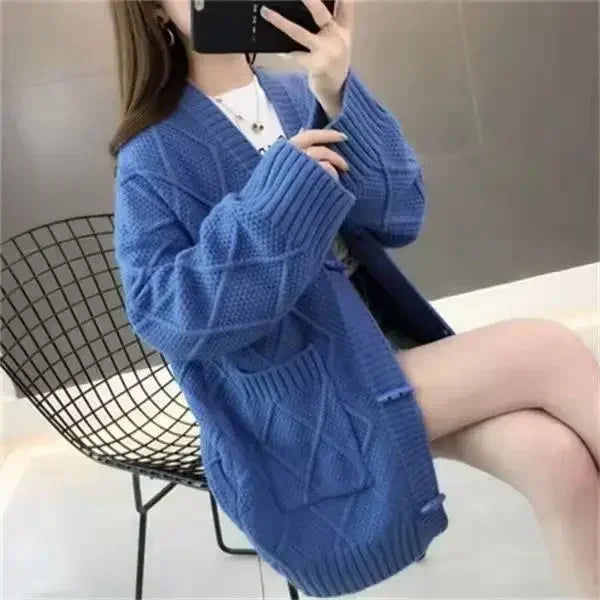 Women's Sweater Long Knit Tops For Woman Yellow Cardigan Autumn Winter 2024 New In Korean Luxury Cheap And High Quality Offers
