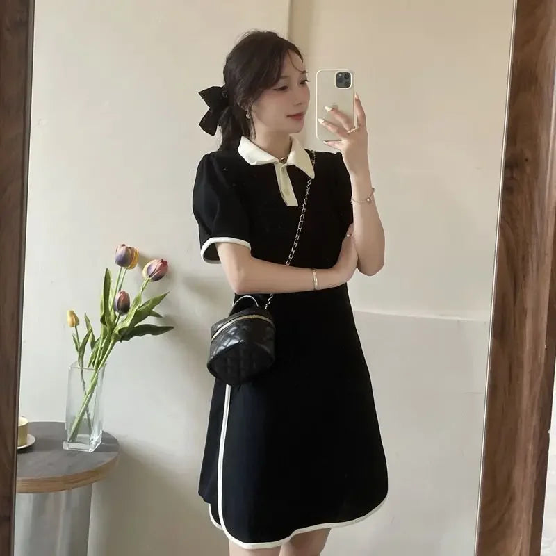 Women's Dresses Black Female Dress Midi Loose Short Sleeve New Features of Clothes in Sensual Sexy Casual Youth Elastic Curvy