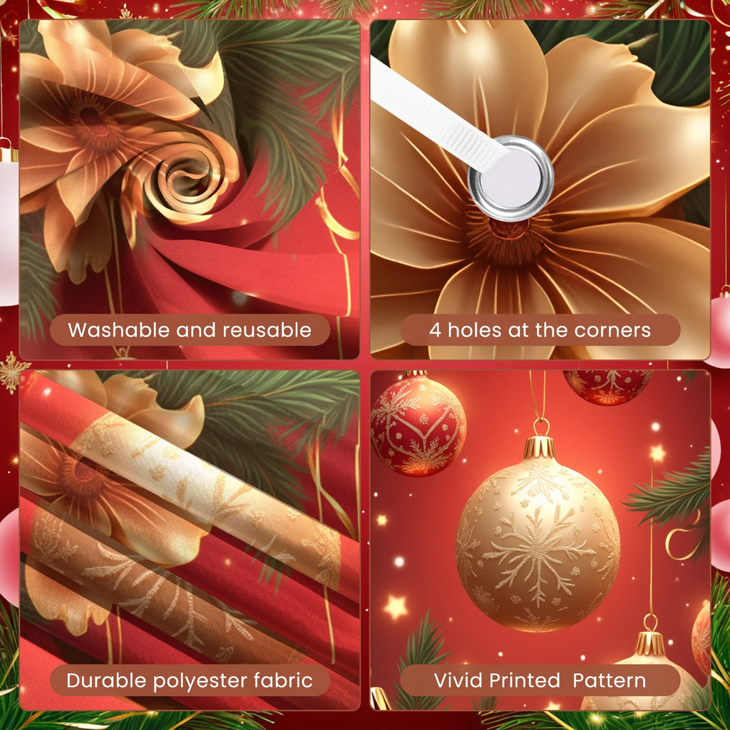 Christmas Banner Red Ornaments Holiday Decoration Snowflake Pattern Winter Festivities for Home Decoration Holiday Celebration I