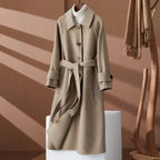 100% Wool Coat Women's Wear 2024 Autumn/Winter Fashion Temperament Double sided Cashmere Coats with Belt Elegant Long Overcoat