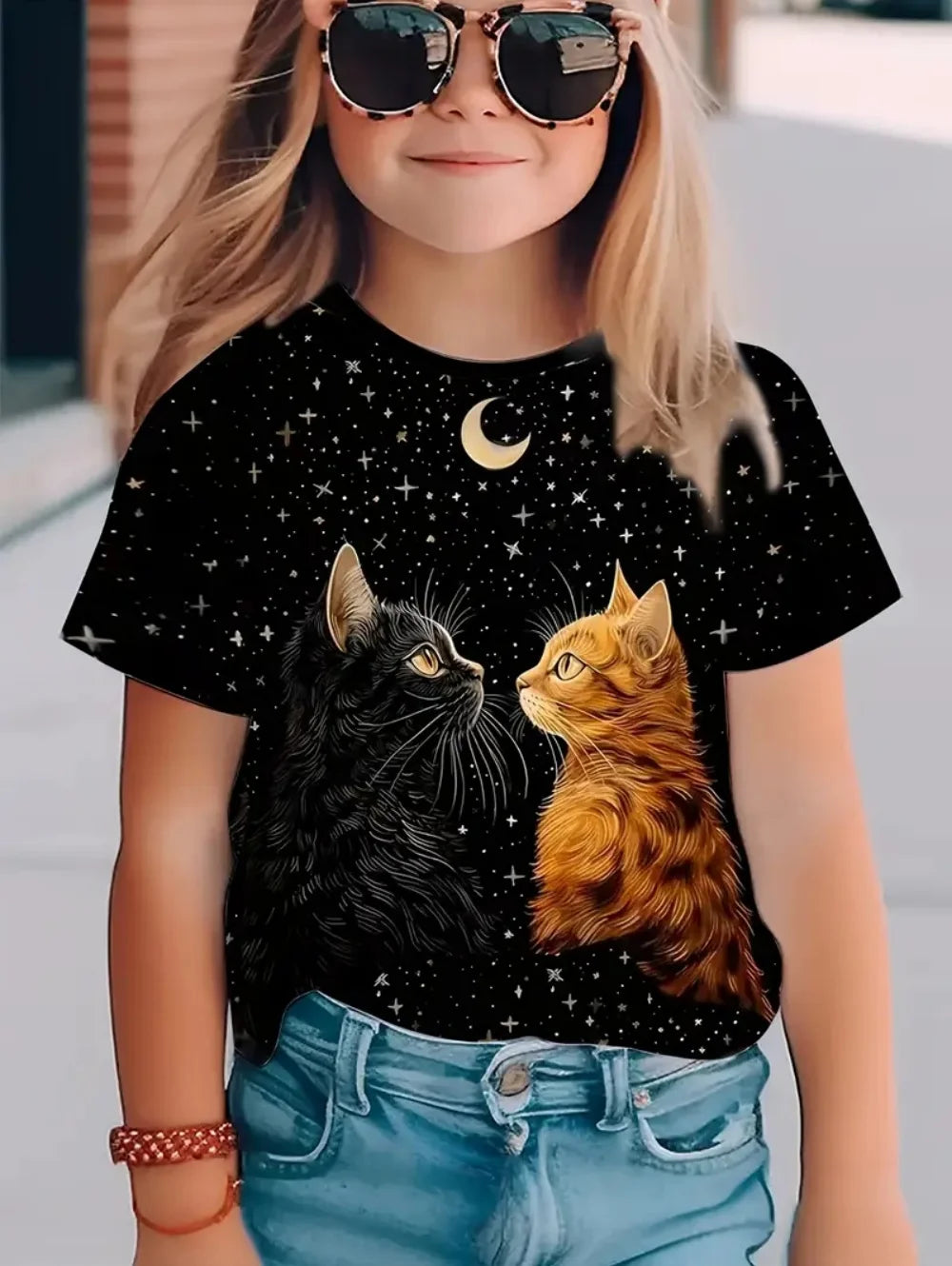Children T-shirt Fashion Simple Styl Round Neck Short Sleeved T-Shirt Casual Vintage Outdoors Quick-Drying T-Shirt for Girl