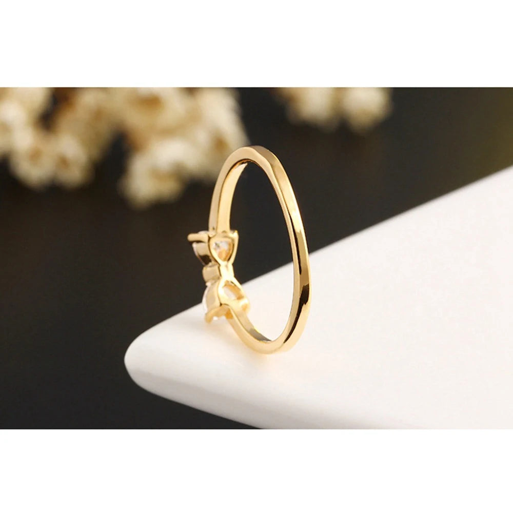 New Statement Brand Women Statement Rings Jewelry White Gold Color Bowtie Cubic Zirconia Wedding Band Ring Bague Femme Bijoux