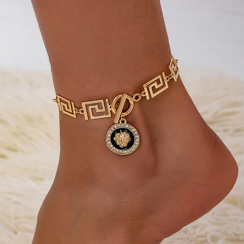 Embossed Pendant Anklet for Women Simple Fashion Jewelry Accessories Hot Sale Party Gift 2025 New Style