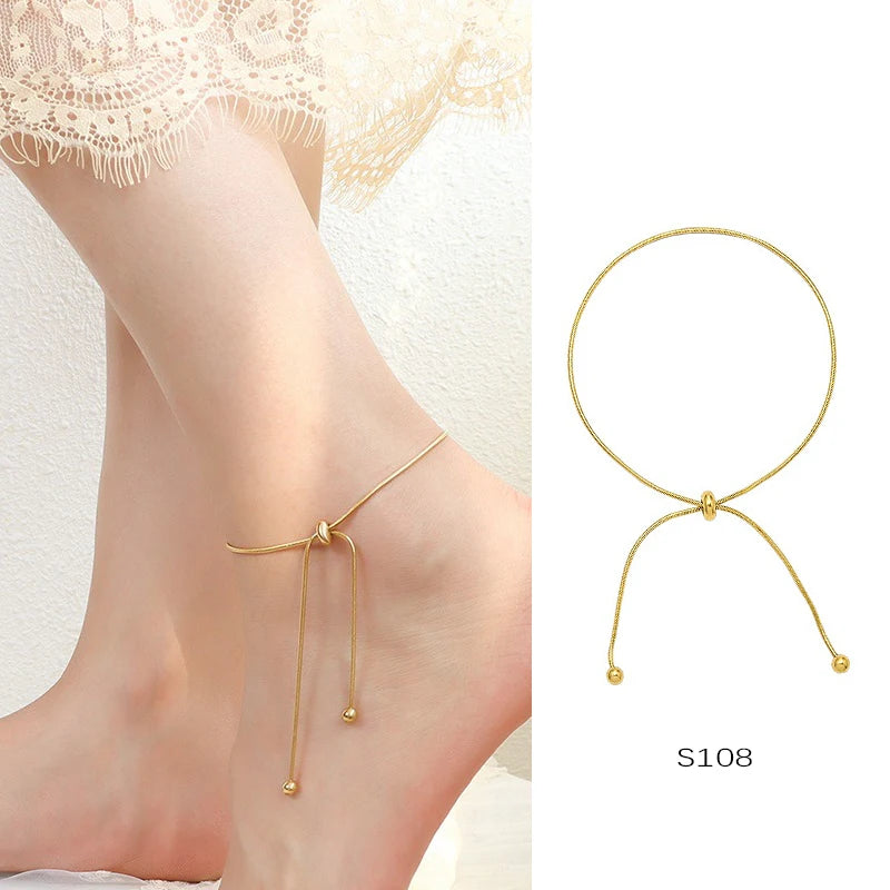 Anklets For Women Stainless Steel 18K Gold Plated High Quality No Tarnish Women's Ankle Bracelets Foot Chains Luxury Ankle Strap