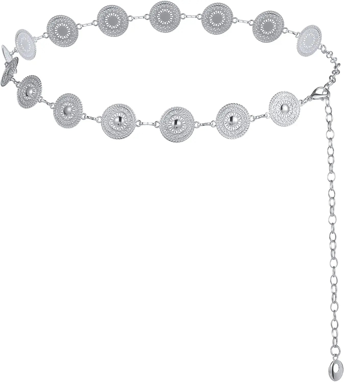 Metal Chain Belt for Women Cowgirl Western Country Chain Belts Adjustable Concho Belt for Sweaters Dresses Jeans