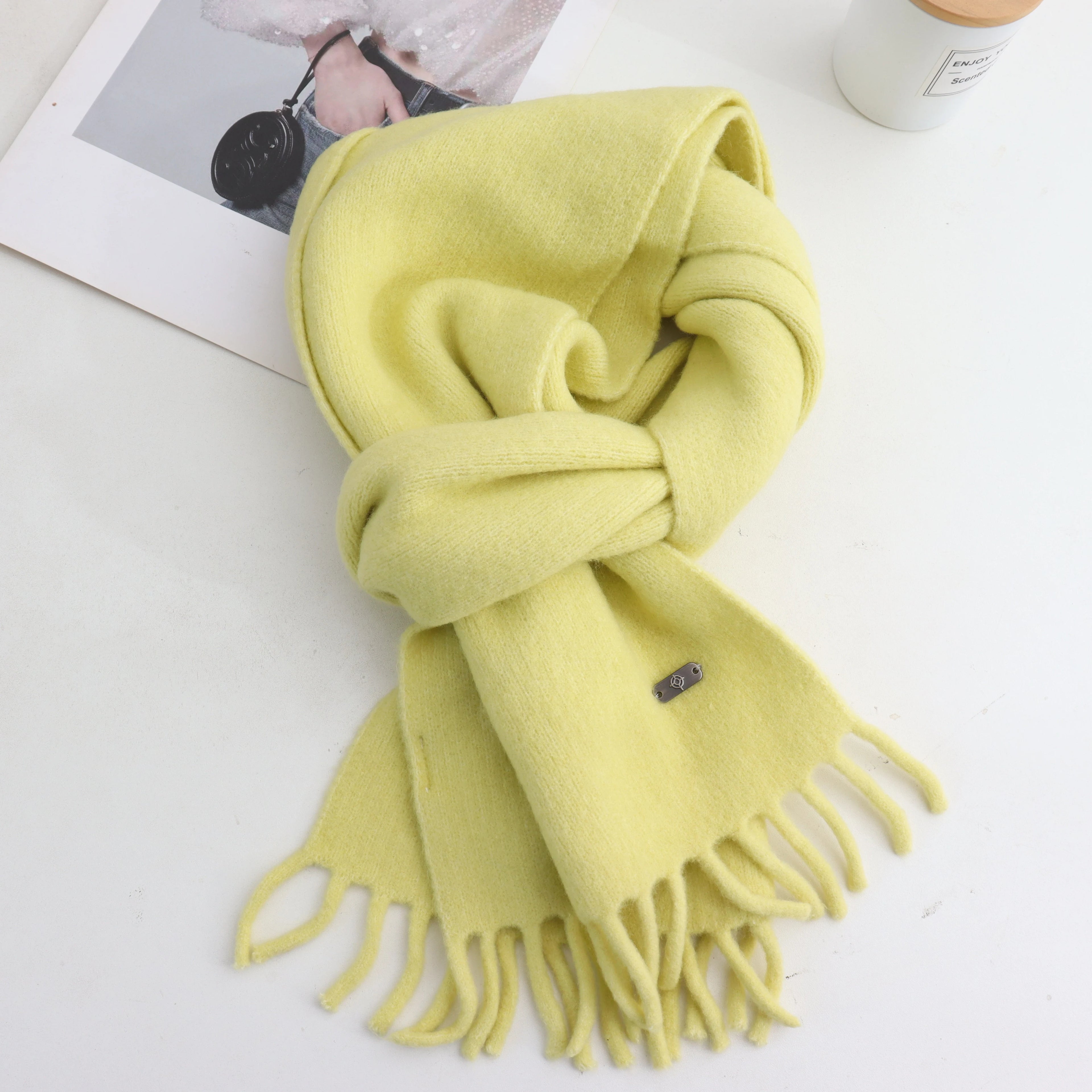 Women New Scarf Autumn Winter Pure Color Scarve Femme Knitted Fashion Shawl Unisex For Women