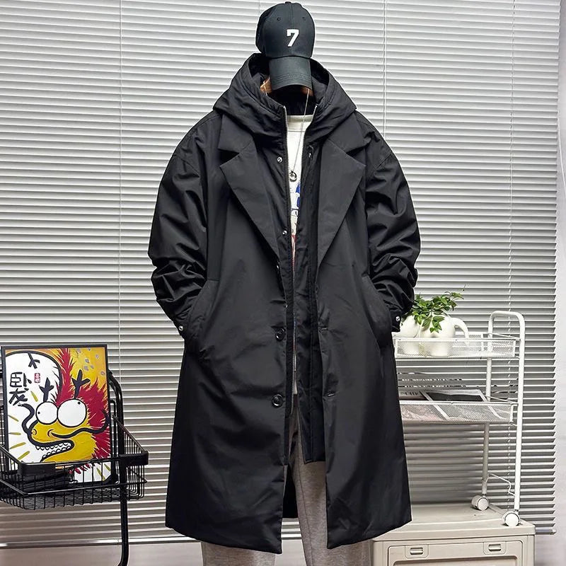 Men's Coat  Hooded New Two Pieces Korean Style Windbreaker spring  autumn Mid-Length