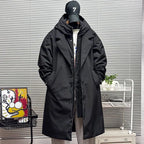 Men's Coat  Hooded New Two Pieces Korean Style Windbreaker spring  autumn Mid-Length