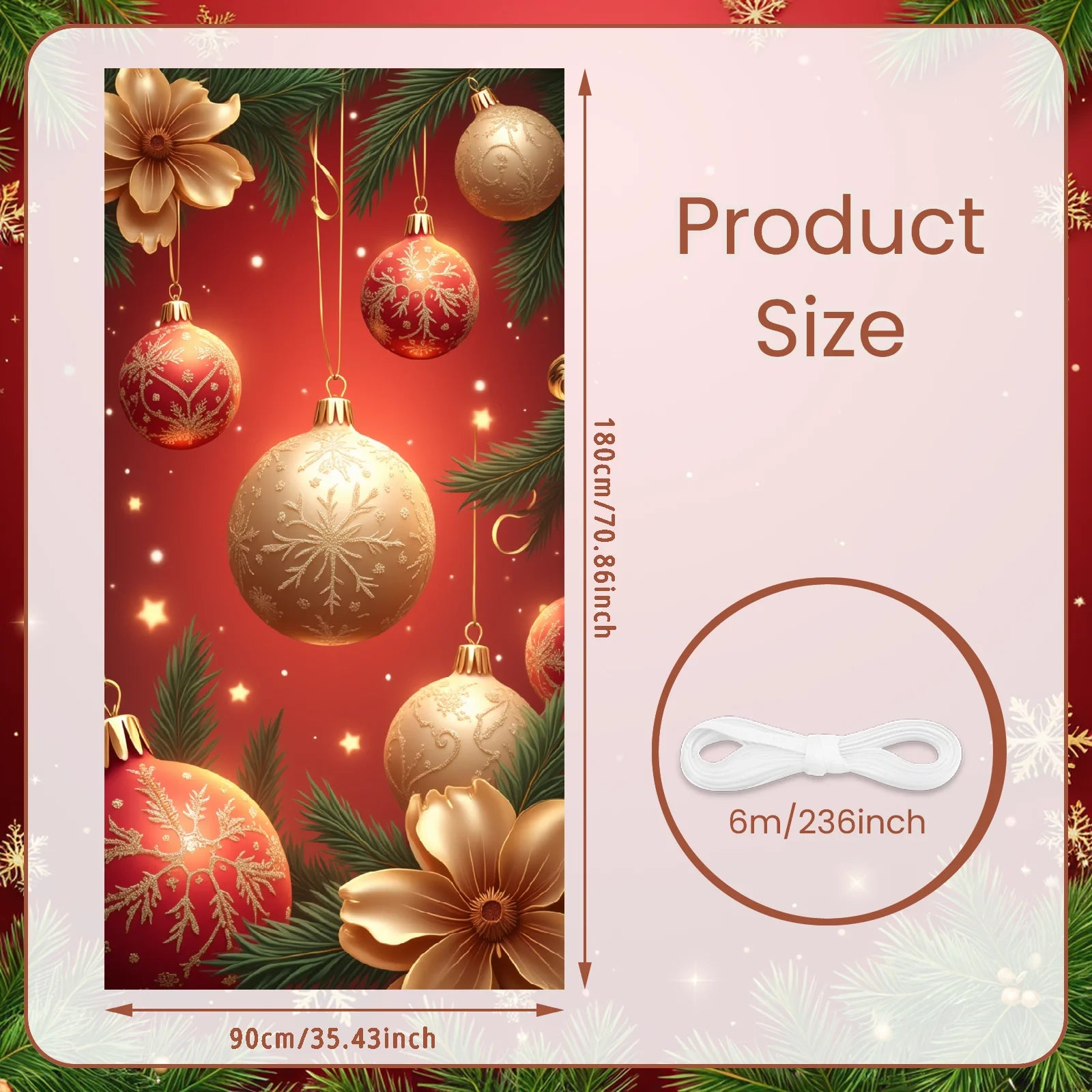 Christmas Banner Red Ornaments Holiday Decoration Snowflake Pattern Winter Festivities for Home Decoration Holiday Celebration I