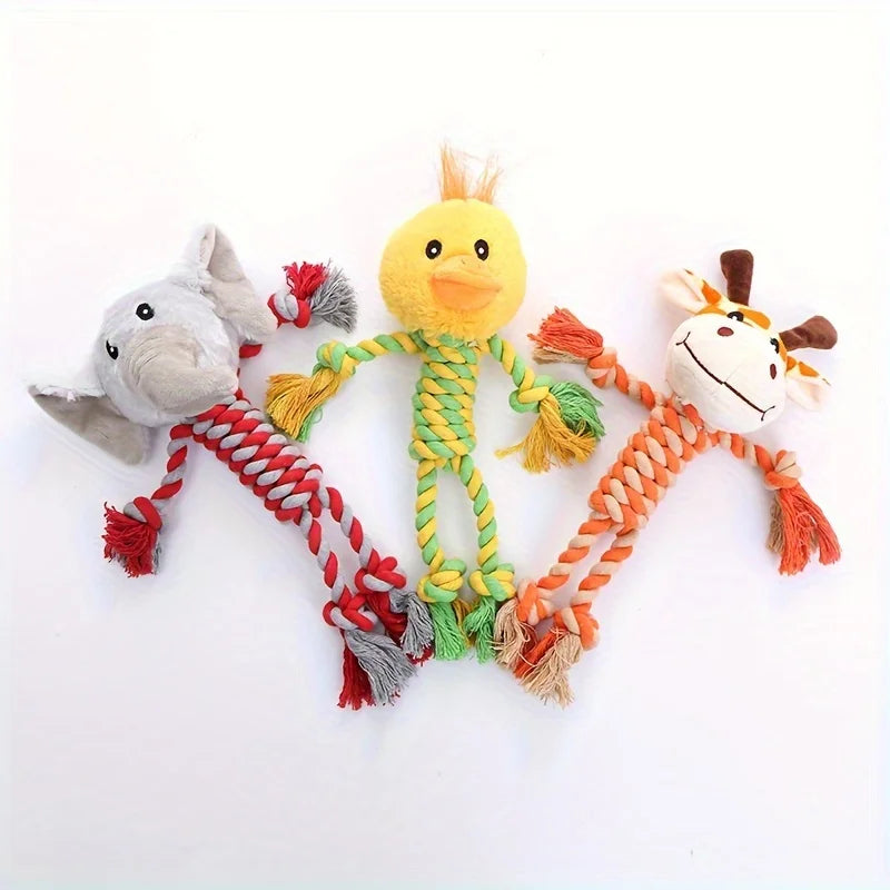 1PC plush dog toy, cute animal shape, chew-resistant teether, pet toy