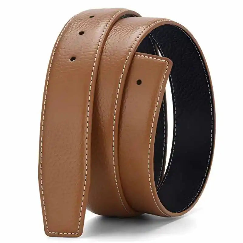 Luxury leather belt for men smooth surface double-sided usable top layer cowhide no buckle 3.8 wide without buckle belt