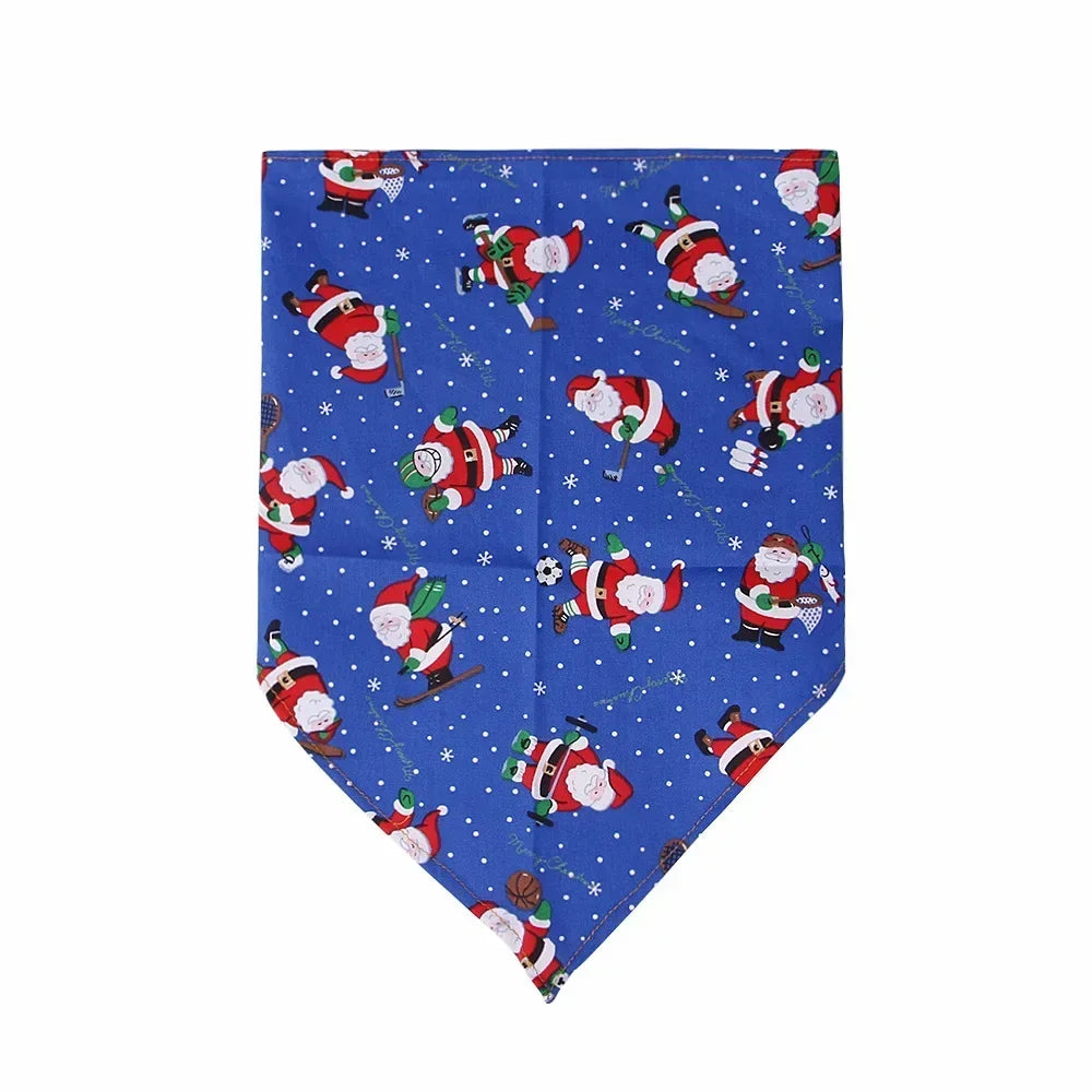 Festive Pet Bandanas  Print Dog Cat Bibs Holiday Themed Triangle Scarf Pet Drool Towel Xmas Animal Accessories