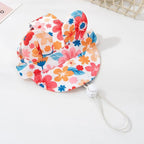 Pet Hats  With Ear Holes Cat Ears Flower Stripe Bucket Hat Dogs Breathable Fisherman Cap Adjustable Puppy Kitten Sun Hat Soft