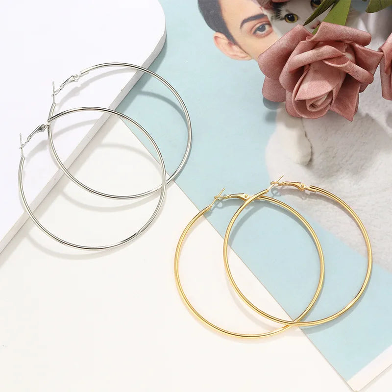 4CM 5CM 6CM Big Hoop Earring for Women Hiphop Rock Temperament Simple Circle Round Ear Jewelry Brincos Ornamentos Orejeras