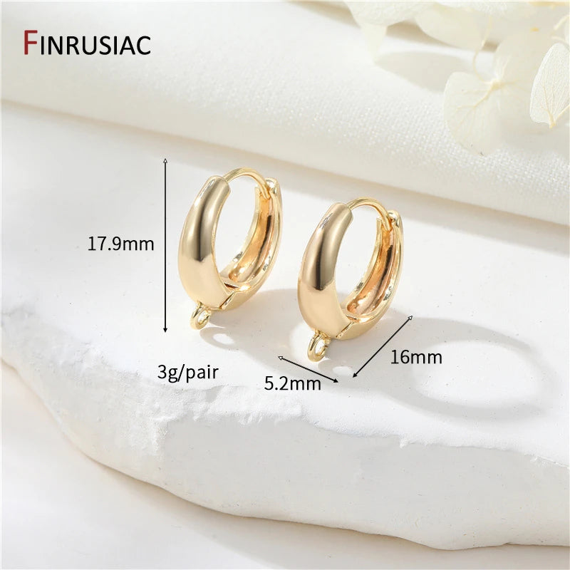 14K Gold Plated Earring Hooks Round Hoop Earrings For Jewelry Making Supplies,Fasteners For Earrings,DIY Earring Accessories