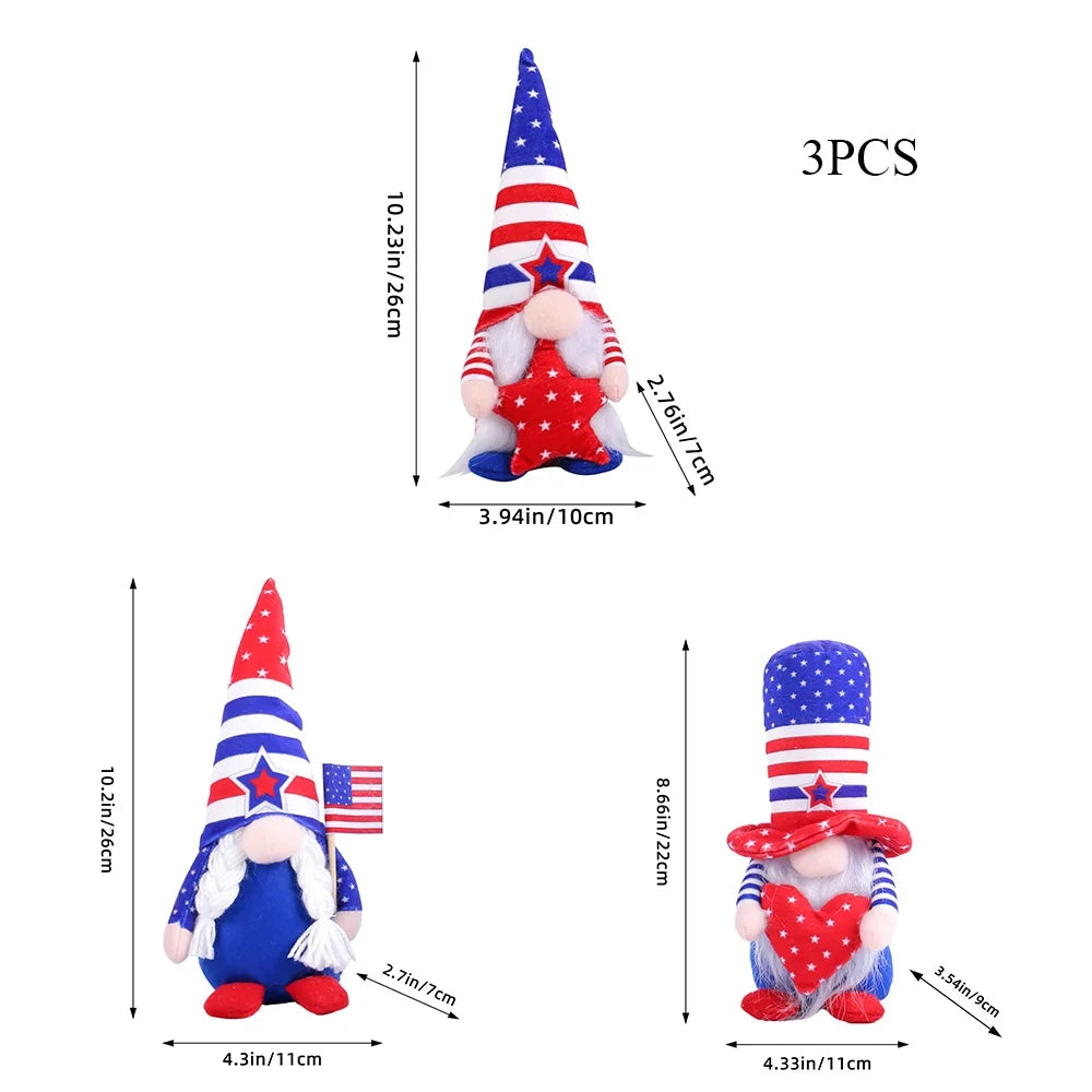 4th Of July Gnomes Set Independence Day Hanging Gnome Pendant Decorative Charm Ornaments For Holiday Window Wall Decoration