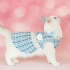 Pet Clothes Cute name-branded clothes Puppy Plaid Dress Soft Thin Design Cat Bow Pearl Coat Breathable Pet Windbreaker Kittens