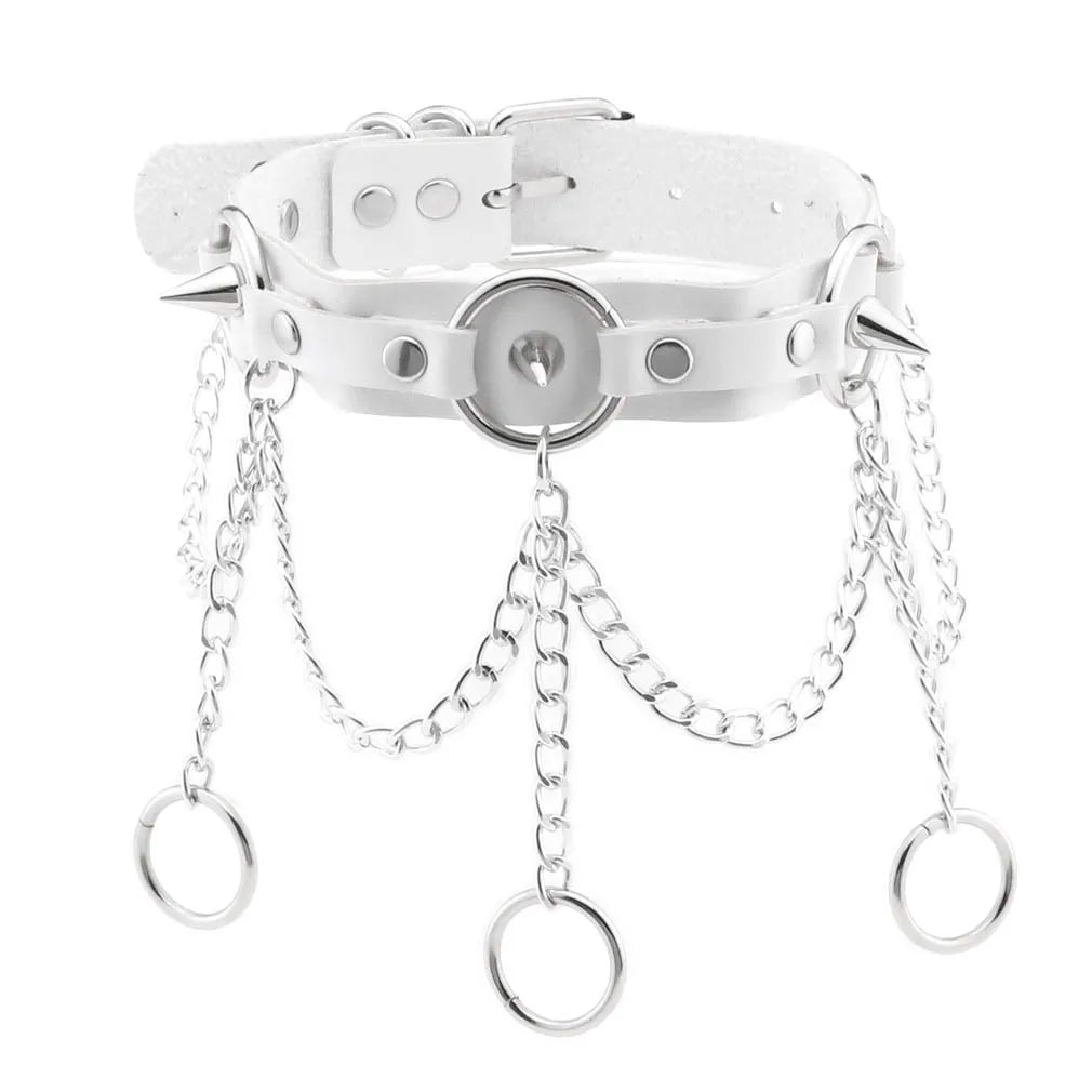 New Harajuku Chocker Sexy Pentagram Rivets White Goth Punk Chokers Gothic Choker Necklace for Women Hip Hop Bondage Cosplay