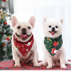 Festive Pet Bandanas Holiday Print Dog Cat Bibs Triangle Scarf Christmas Animal Accessories Drool Towel Party Costume Decor