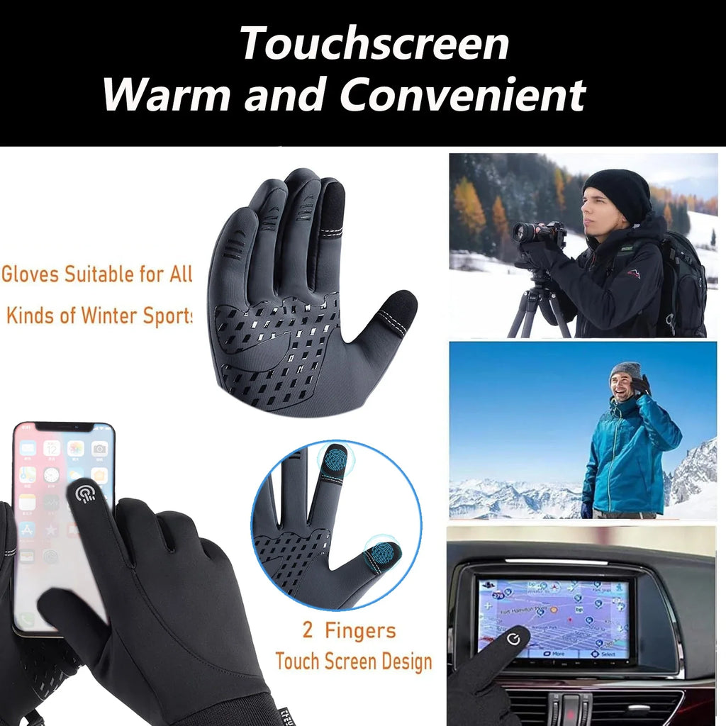 Winter Gloves for Men Women - Waterproof Thermal Glove for Cold Weather,for Running Cycling with Touchscreen Finger