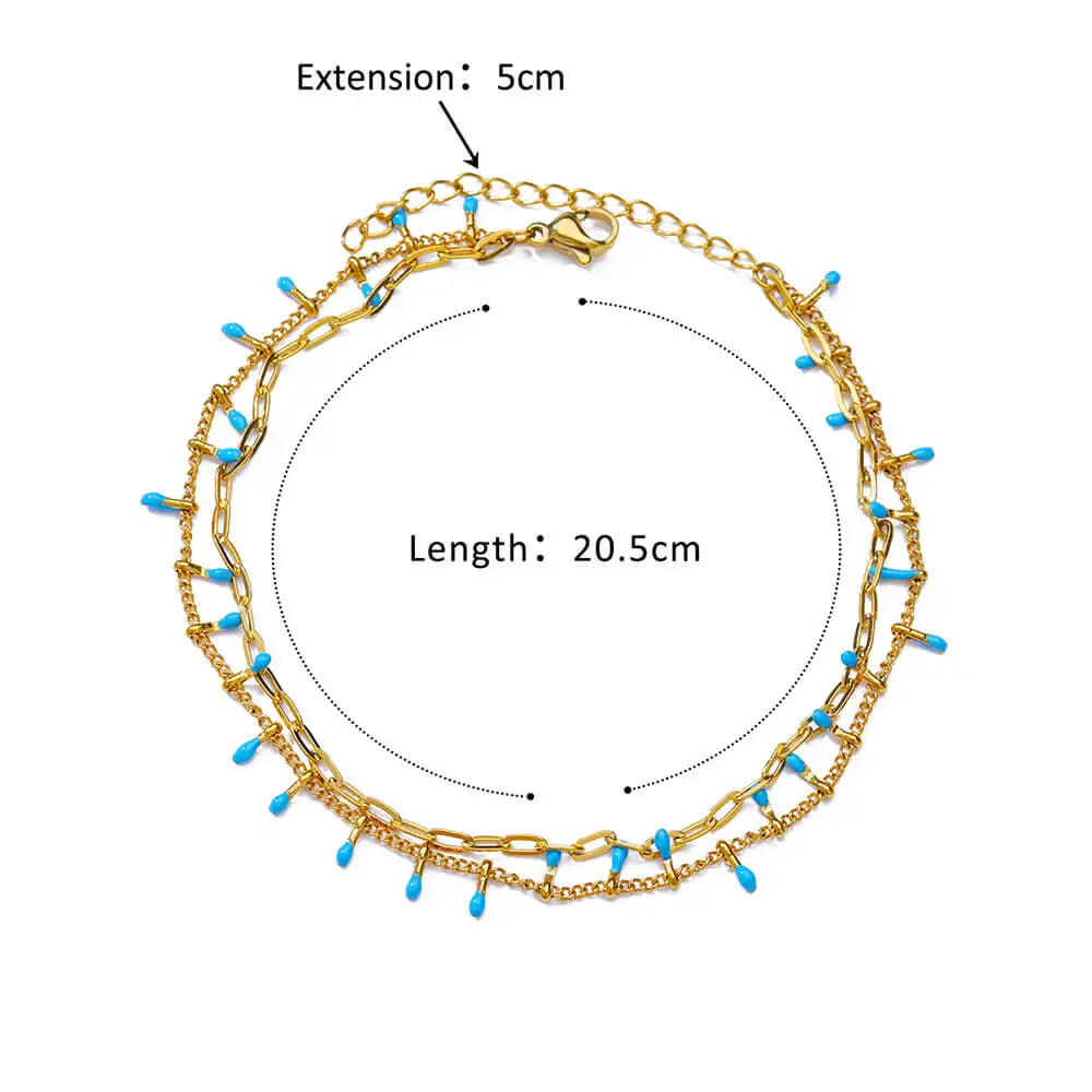 Anklets For Women Stainless Steel Anklets Stone Beade Anklet Boho Leg Bracelets Jewelry Summer Beach Accessories